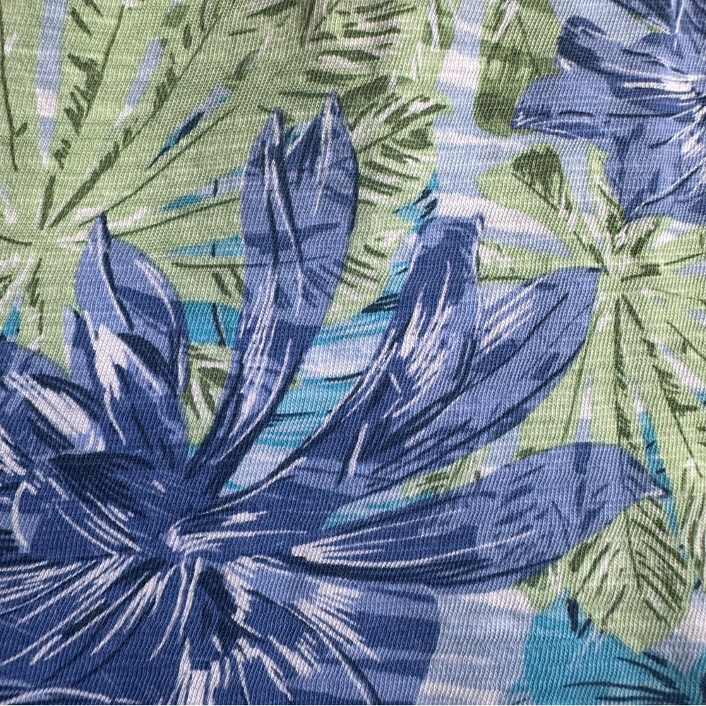 J Jill Embroidered Print Tank Blue Green White Tropical Slub Knit XS Extra Small - Picture 5 of 7